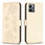 For Motorola Moto G14 4G Four-leaf Embossed Leather Phone Case(Gold)