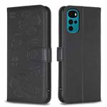 For Motorola Moto G22 Four-leaf Embossed Leather Phone Case(Black)