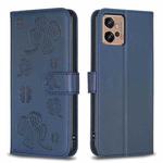 For Motorola Moto G32 4G Four-leaf Embossed Leather Phone Case(Blue)