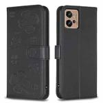 For Motorola Moto G32 4G Four-leaf Embossed Leather Phone Case(Black)