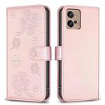 For Motorola Moto G32 4G Four-leaf Embossed Leather Phone Case(Pink)