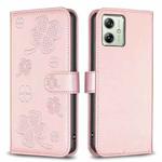 For Motorola Moto G54 5G EU Edition Four-leaf Embossed Leather Phone Case(Pink)