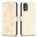 For Motorola Moto G62 Four-leaf Embossed Leather Phone Case(Gold)