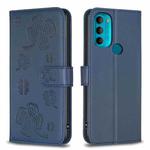 For Motorola Moto G71 Four-leaf Embossed Leather Phone Case(Blue)