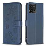 For Motorola Moto G72 Four-leaf Embossed Leather Phone Case(Blue)