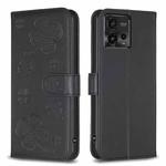 For Motorola Moto G72 Four-leaf Embossed Leather Phone Case(Black)
