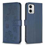 For Motorola Moto G73 5G Four-leaf Embossed Leather Phone Case(Blue)