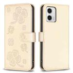 For Motorola Moto G73 5G Four-leaf Embossed Leather Phone Case(Gold)