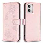 For Motorola Moto G73 5G Four-leaf Embossed Leather Phone Case(Pink)