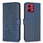 For Motorola Moto G84 Four-leaf Embossed Leather Phone Case(Blue)