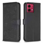 For Motorola Moto G84 Four-leaf Embossed Leather Phone Case(Black)