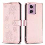 For Motorola Moto G34 5G Four-leaf Embossed Leather Phone Case(Pink)