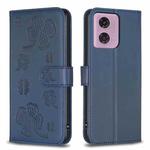 For Motorola Moto G24 / E14 / G04 Four-leaf Embossed Leather Phone Case(Blue)