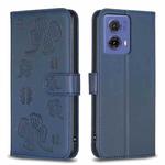 For Motorola Moto G85 Four-leaf Embossed Leather Phone Case(Blue)