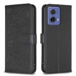 For Motorola Moto G85 Four-leaf Embossed Leather Phone Case(Black)