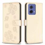 For Motorola Moto G85 Four-leaf Embossed Leather Phone Case(Gold)