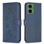 For Motorola Moto G35 Four-leaf Embossed Leather Phone Case(Blue)