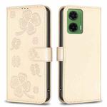 For Motorola Moto G35 Four-leaf Embossed Leather Phone Case(Gold)