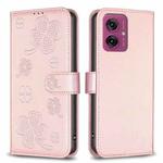 For Motorola Moto G55 Four-leaf Embossed Leather Phone Case(Pink)