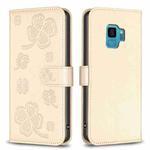 For Samsung Galaxy S9 Four-leaf Embossed Leather Phone Case(Gold)