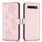 For Samsung Galaxy S10+ Four-leaf Embossed Leather Phone Case(Pink)