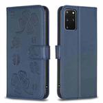 For Samsung Galaxy S20+ Four-leaf Embossed Leather Phone Case(Blue)