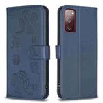 For Samsung Galaxy S20 FE Four-leaf Embossed Leather Phone Case(Blue)