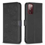 For Samsung Galaxy S20 FE Four-leaf Embossed Leather Phone Case(Black)