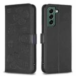 For Samsung Galaxy S22 5G Four-leaf Embossed Leather Phone Case(Black)