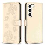 For Samsung Galaxy S23 5G Four-leaf Embossed Leather Phone Case(Gold)