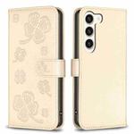For Samsung Galaxy S23+ 5G Four-leaf Embossed Leather Phone Case(Gold)