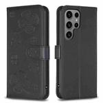 For Samsung Galaxy S23 Ultra 5G Four-leaf Embossed Leather Phone Case(Black)