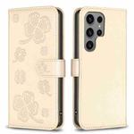 For Samsung Galaxy S24 Ultra 5G Four-leaf Embossed Leather Phone Case(Gold)