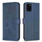 For Samsung Galaxy A31 Four-leaf Embossed Leather Phone Case(Blue)