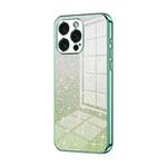 For iPhone 15 Pro Max Gradient Glitter Powder Electroplated Phone Case(Green)