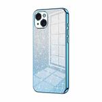 For iPhone 15 Plus Gradient Glitter Powder Electroplated Phone Case(Blue)