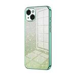 For iPhone 15 Plus Gradient Glitter Powder Electroplated Phone Case(Green)