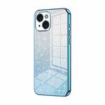 For iPhone 15 Gradient Glitter Powder Electroplated Phone Case(Blue)