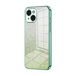 For iPhone 15 Gradient Glitter Powder Electroplated Phone Case(Green)