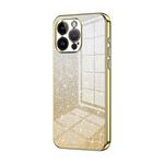 For iPhone 14 Pro Max Gradient Glitter Powder Electroplated Phone Case(Gold)