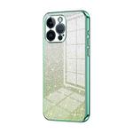 For iPhone 14 Pro Max Gradient Glitter Powder Electroplated Phone Case(Green)