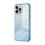 For iPhone 13 Pro Max Gradient Glitter Powder Electroplated Phone Case(Blue)