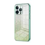 For iPhone 13 Pro Gradient Glitter Powder Electroplated Phone Case(Green)