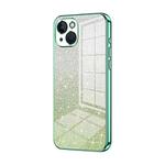 For iPhone 13 Gradient Glitter Powder Electroplated Phone Case(Green)