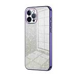 For iPhone 12 Pro Max Gradient Glitter Powder Electroplated Phone Case(Purple)