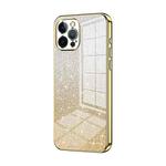 For iPhone 12 Pro Max Gradient Glitter Powder Electroplated Phone Case(Gold)