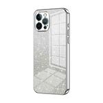 For iPhone 12 Pro Max Gradient Glitter Powder Electroplated Phone Case(Silver)