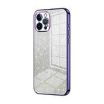 For iPhone 12 Pro Gradient Glitter Powder Electroplated Phone Case(Purple)