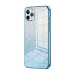 For iPhone 11 Pro Max Gradient Glitter Powder Electroplated Phone Case(Blue)