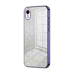 For iPhone XR Gradient Glitter Powder Electroplated Phone Case(Purple)
